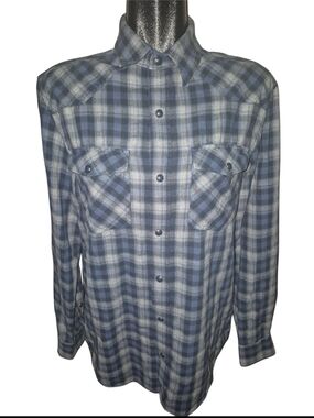 Wind River Men's Blue Plaid Snap Button-Up Shirt Size M